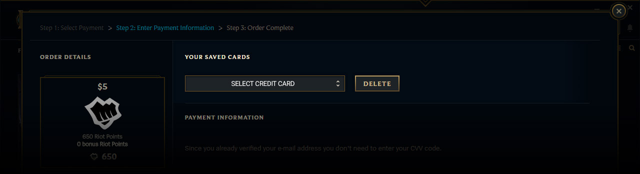 Credit Card League Of Legends Support