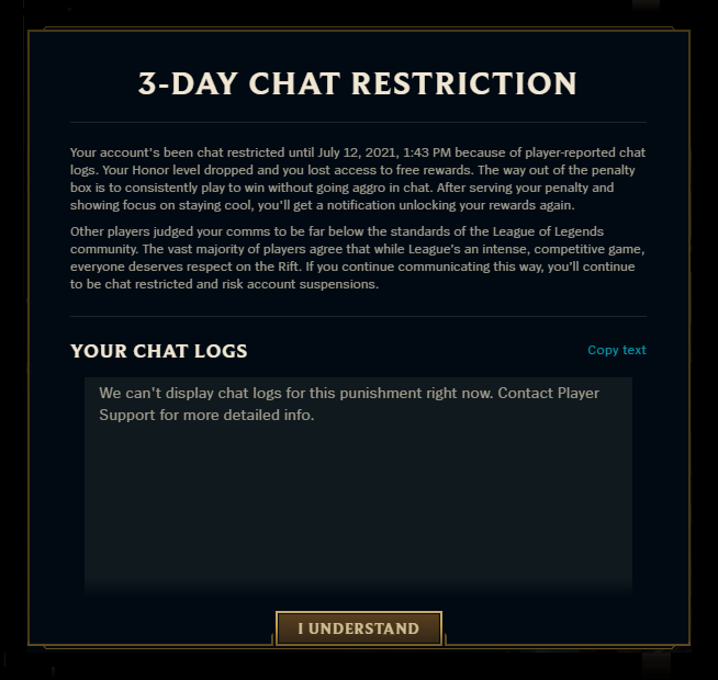 Chat Restrictions – League of Legends Support