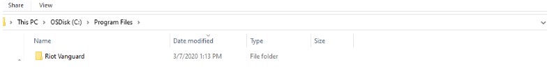 Screenshot of the program files folder in Windows.